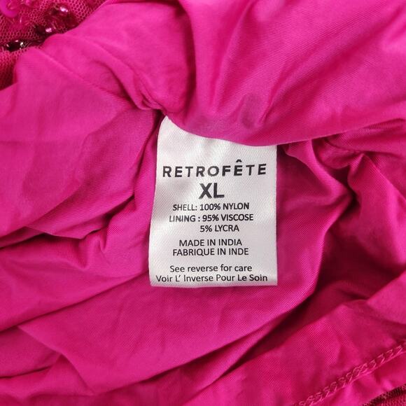 Retrofete Billy Sequin Dress in Knockout Pink Size XL NWT Spaghetti Straps - Picture 12 of 13